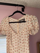 reformation white floral mini dress size 2