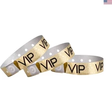 Secure 100 Count VIP Wristbands - Holographic Gold for Concerts & Festivals