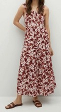 NWT Mango MNG Floral Midi Dress Medium Open Back Boho Cottagecore Size 6
