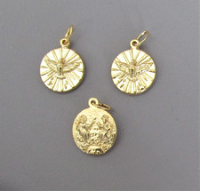 3 pc ROUND Dove Holy Spirit CONFIRMATION Charm ITALY Rosary Bracelets M115 Gold