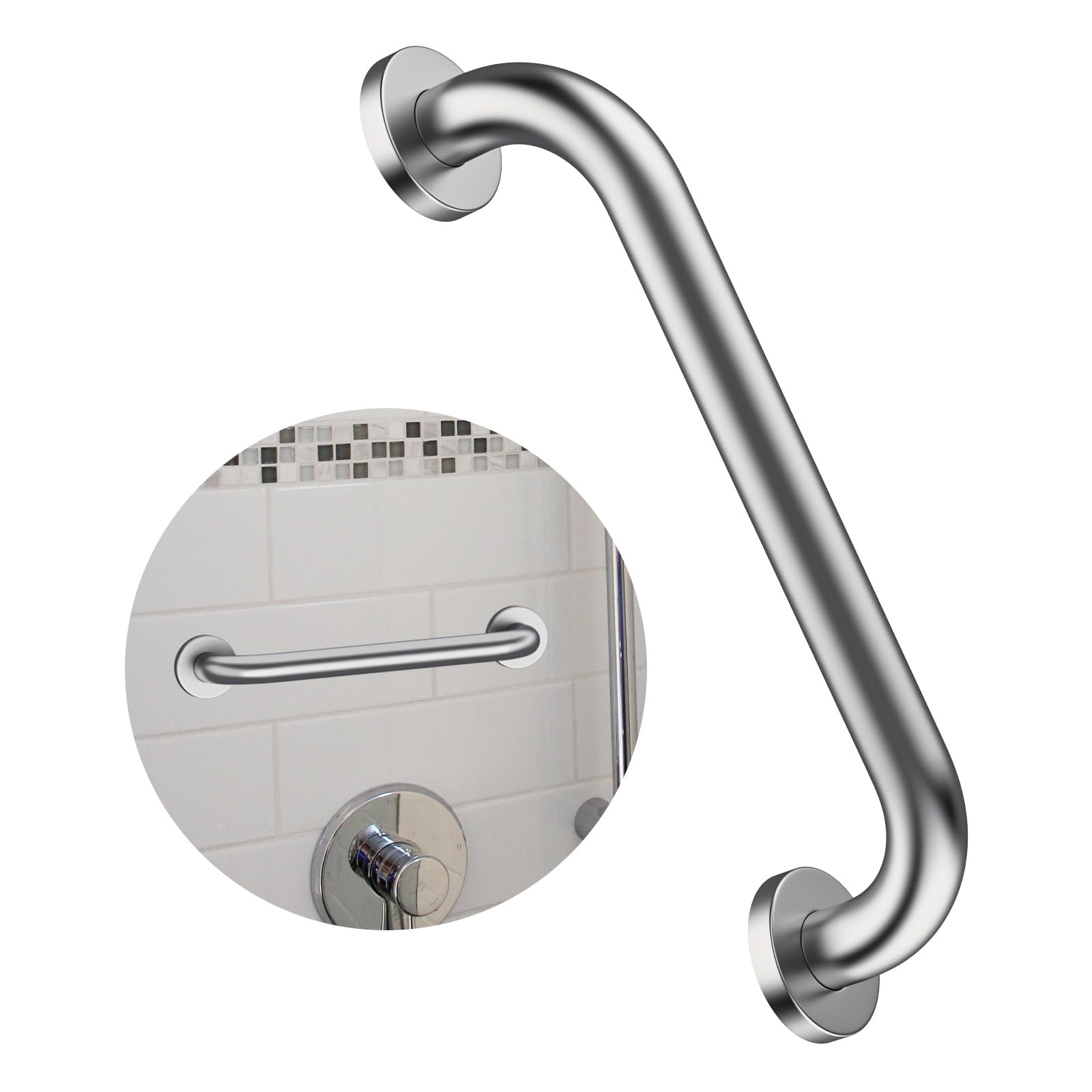 12 Inch Shower Grab Bar Satin Brushed Nickel, ZUEXT 12 Inch, Nickel