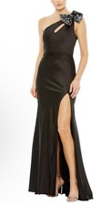 Ieena Mac Duggal Sequined Bow Detail One Shoulder Trumpet Gown J1368 Size 10 NWT