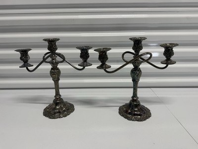 Rare Pair Of Caesars Palace Candelabra Las Vegas Casinos Silverplate 11'' x 11''