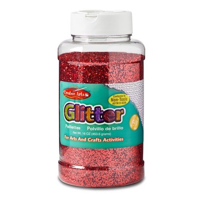 16 oz Red Glitter Shimmering Craft Flakes Convenient Shaker Non Toxic Arts DIY