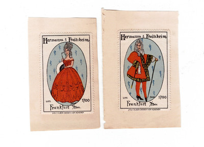 2 x advertising stamp for fashion by Hermanns & Froitzheim, Frankfurt (clothing)