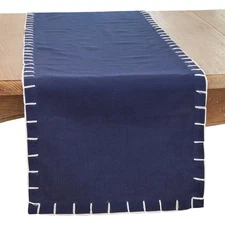 Classic Charm Chunky Whip Stitch Table Runner, Navy Blue, 16"x72"
