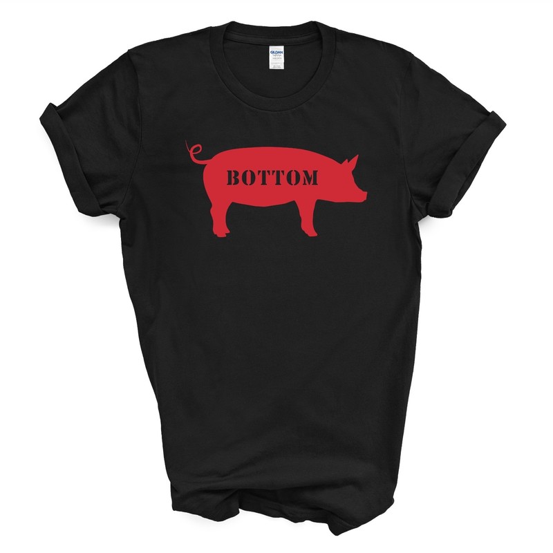 PIG BOTTOM T Shirt - Black - Red  X Large