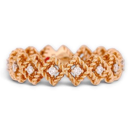 Roberto Coin Roman Barocco 18K Rose Gold 0.20ct Diamond Ring Size 6.5