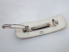 CHANEL By the Sea Barrette 02P Women Off White Navy Coco Logo Engraved Metal