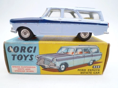 VINTAGE CORGI TOYS 424 FORD ZEPHYR ESTATE CAR IN ORIGINAL BOX 1961