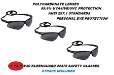 3- 22475 NEMESIS KleenGuard Safety Glasses Smoke Gray Anti-Fog Sunglasses UV Z87