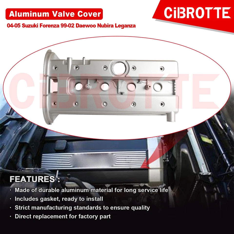 Aluminum Valve Cover & Gasket 04-05 Suzuki Forenza 99-02 Daewoo Nubira Leganza - Image 2 of 4