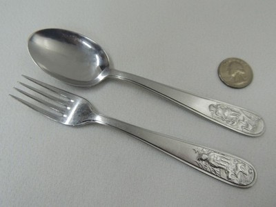 Vintage Oxydex Rostrei Germany Stainless Child Youth Silverware Set Fork & Spoon