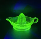 Vintage Green Depression Glass Juicer Reamer 8.5" Uranium Vaseline