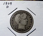 1909 D Barber Quarter Circulated .900 Silver 25c US Coin