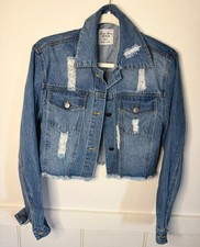 Women's Crop Denim Distressed Jacket - Size Small