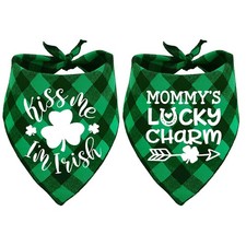 St. Patrick's Day Dog Bandana, Holiday Buffalo Plaid Bandana Scarfs for Small...
