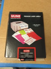 Uline Premium Laser Labels 3000 Labels Pack 2-5/8" x 1" White Weather Resist