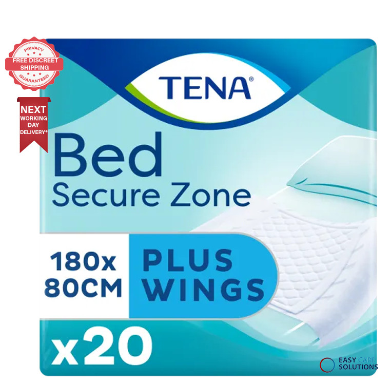 20 x TENA Bed Plus Wings Incontinence Bed Pads 180x80cm | 1Pack of 20 - 2300ml