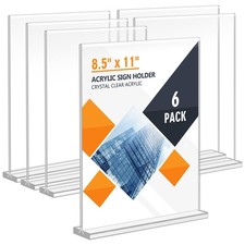 Acrylic Sign Holder 8.5 x 11, Double Sided Sign Holder Stand, Plastic 6 Pack ...