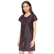 Club Monaco Ophelia Galaxy Print Silk Shift Dress Black Purple Womens Size 0