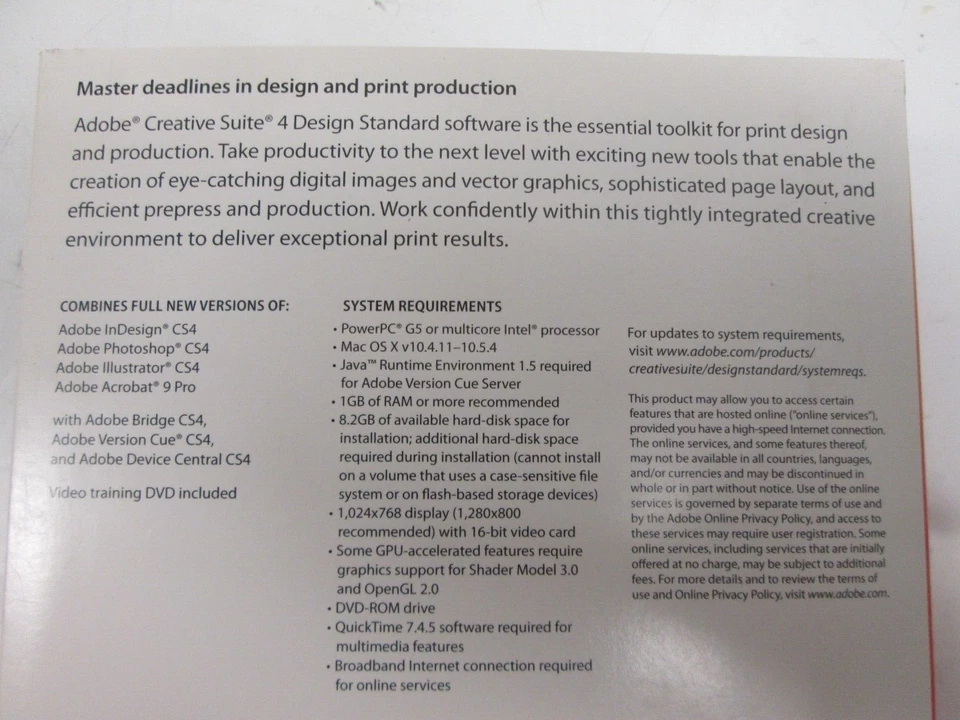 ADOBE CREATIVE SUITE 4 DESIGN STANDARD 3 DISC MAC OS NO KEY - Image 2 of 4