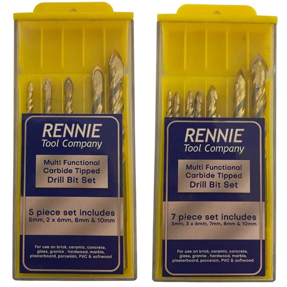 RENNIE TOOL COMPANY Multi-Material TCT Drill Bit Set For Masonry Ceramic Porcelain Tile & Glass Etc