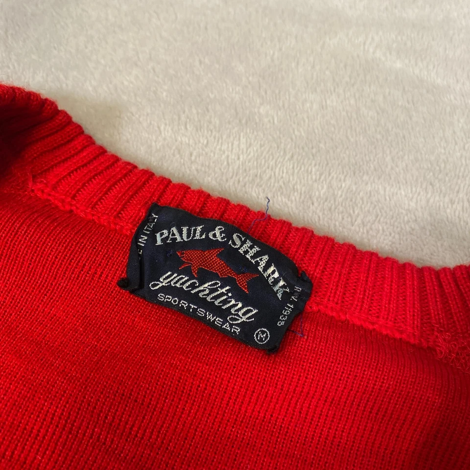 PAUL & SHARK Yachting Suéter de Lana Rojo Cuello Redondo Hecho en Italia Parche en el Codo LEER* Foto 4 de 4