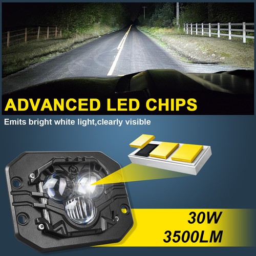2PCS White LED Pod Lights 30W 3500LM W/EVA Pad For Trucks Jeep ATV UTV SUV Boat - Picture 5 of 9