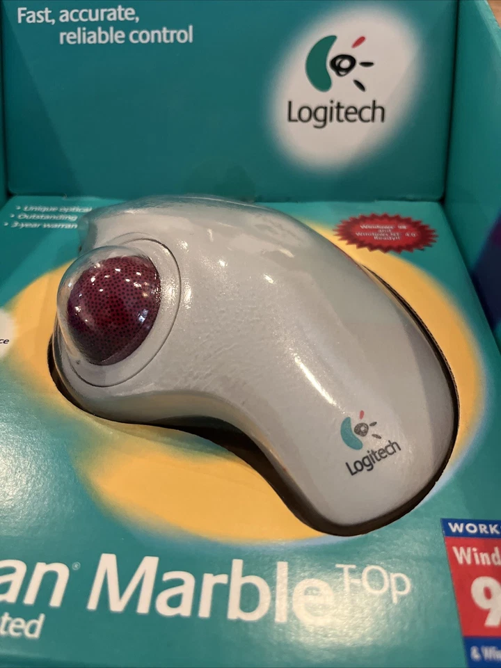Logitech Trackman Marble+ Plus Mouse - Windows 98 Thumb Operated USA - Image 2 of 3