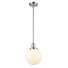 Innovations 1-LT LED Beacon 201S Mini Pendant, Chrome/White - 201S-PC-G201-8-LED