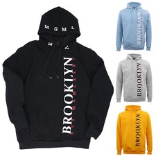 Adult Mens Fleece Lined Pullover Hoodie Casual Jacket Jumper Brooklyn Sweatshirt