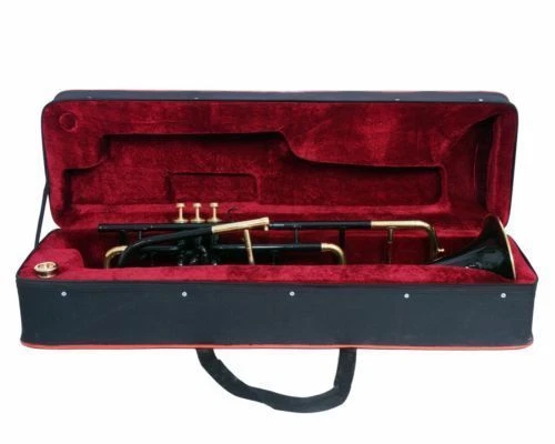 Posaune neu SCHWARZ Messing-Finish Bb Flachventil Trumbone Free Case + Mundstück - Bild 4 von 4