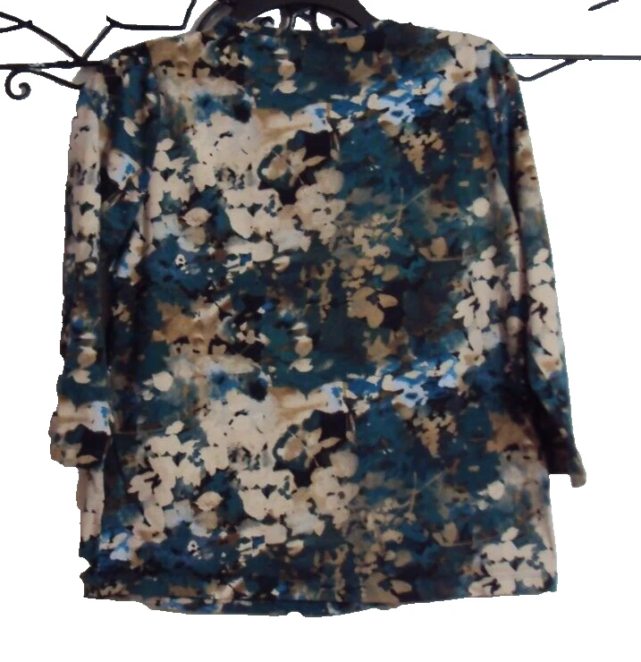 Blusa feminina St. John's Bay malha tamanho PM manga longa multicolorida floral - Imagem 2 de 4