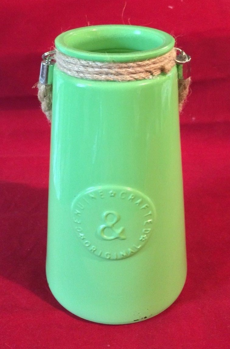 Vintage Genuine & Crafted Original Green Glass Vase with Rope
