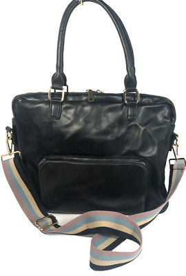 Brenice Laptop Faux Leather Organizer Black Bag Shoulder Multi Pocket Organizer