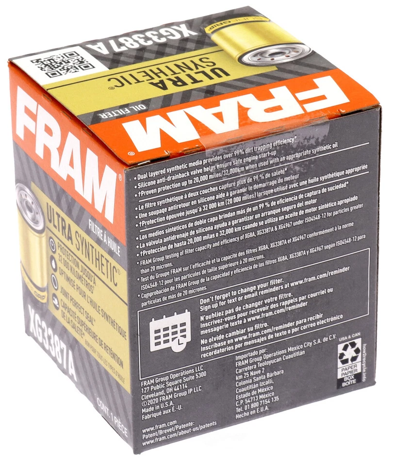 Filtro de óleo do motor compatível com 2004-2008 Suzuki Forenza Reno FRAM ULTRA - Imagem 3 de 4