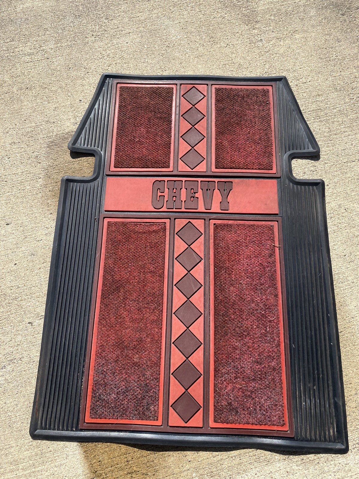 Vintage Plasticolor Red Chevy Rubber Front Floor Mats Carpet Inlay eBay