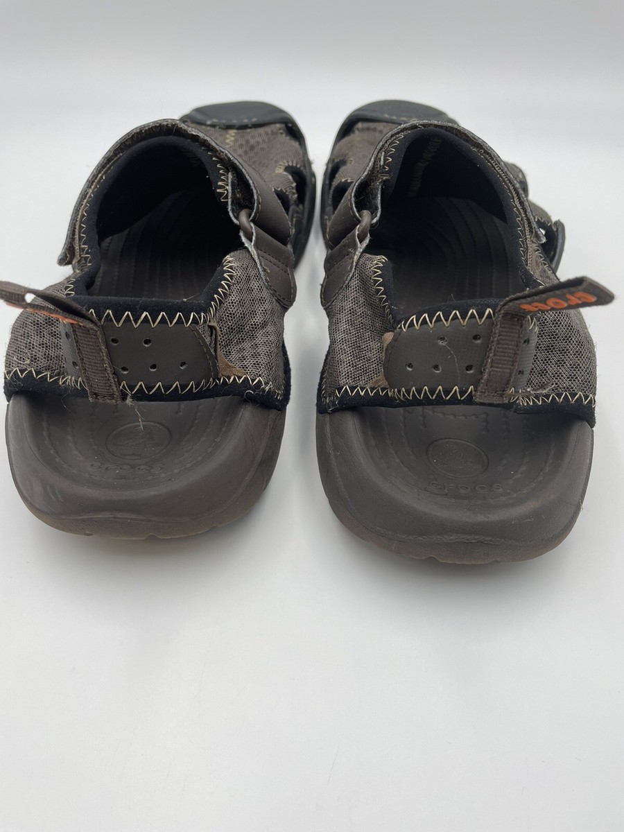 Crocs Mens Swiftwater Mesh Fisherman Deck Sandals Brown Size  display picture 2