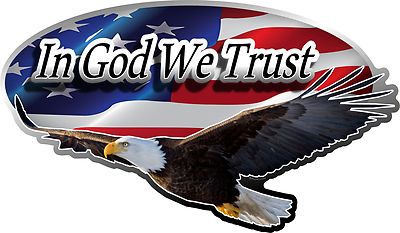 ProSticker 1091.8 (One) 8'' x 14'' In God We Trust Eagle American Flag Decal 
