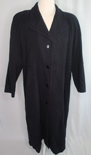 Vintage Pendleton Solid Black Trench Coat Jacket 100% Wool Sz 18 USA Made