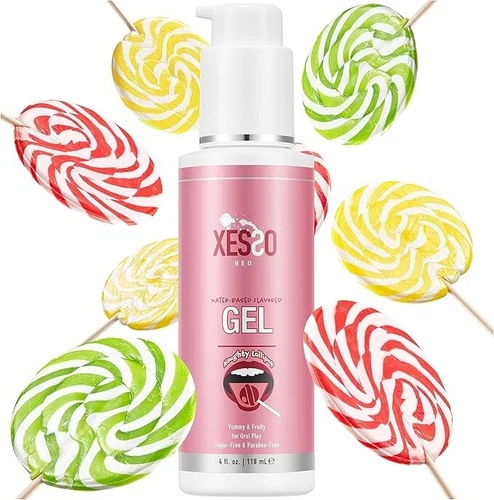 XESSO Edible Flavored Oral Gel Lube 4 oz Fruity Lollipop Hypoallergenic