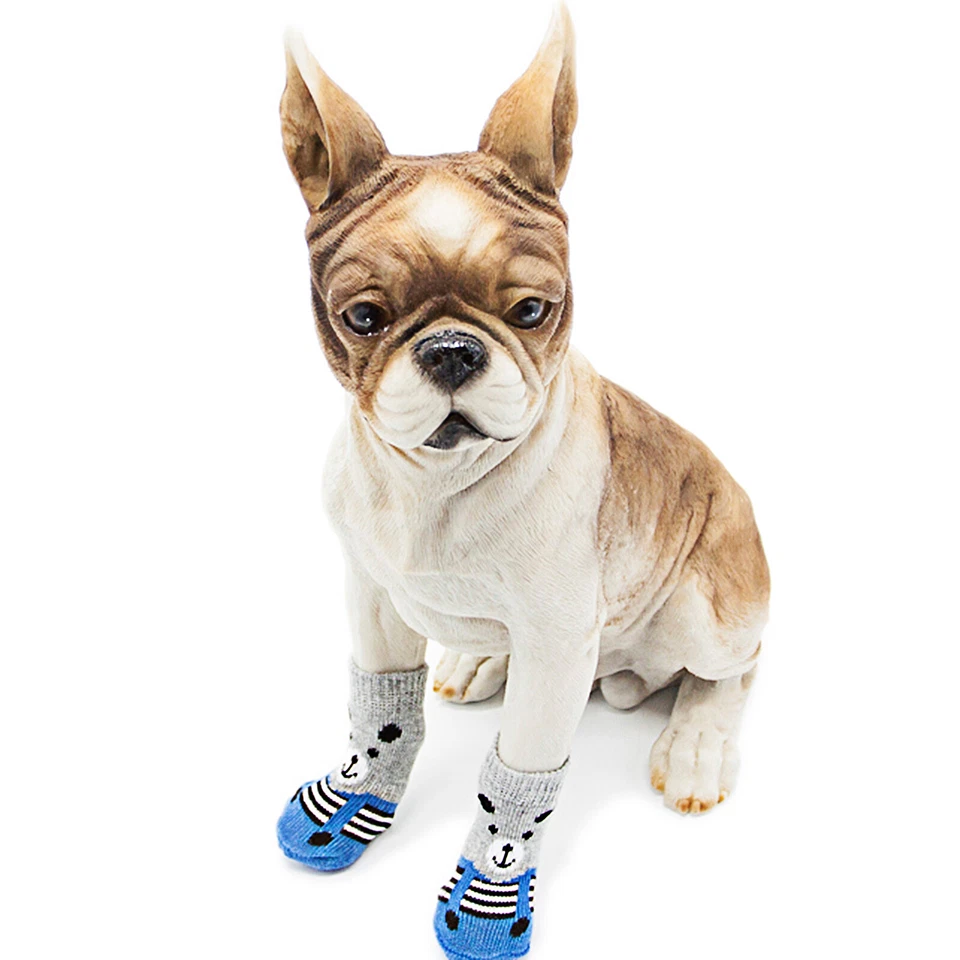 4Pcs домашних животных милый лапы протектор вязаные носки помещении нескользящая обувь для S/M/L собаки щенка - Изображение 4 из 4