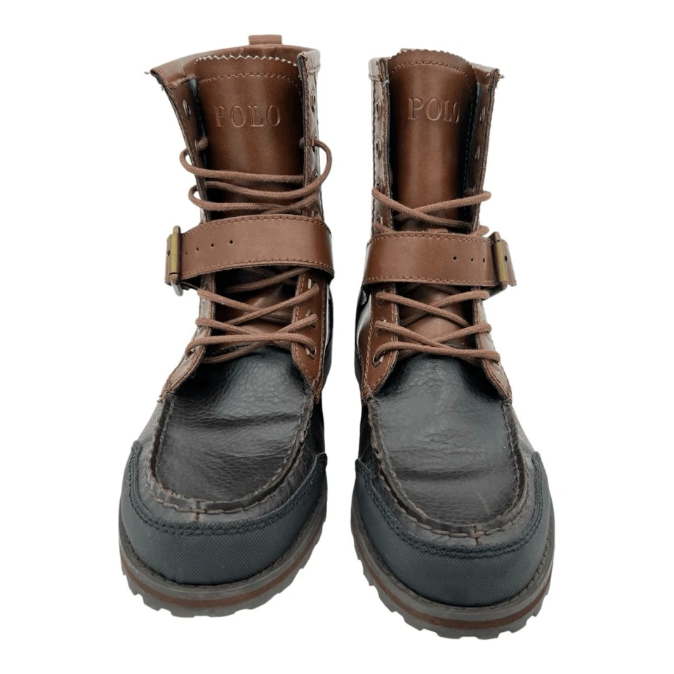 Polo Ralph Lauren Men's Weybrook Leather Buckle Strap Boot Brown Black Size 8 - Image 2 of 4
