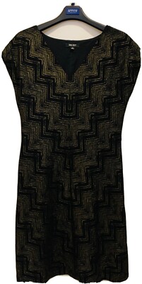 Nine West Black Cocktail Dress With Gold Metallic Design Size 12 | eBay
