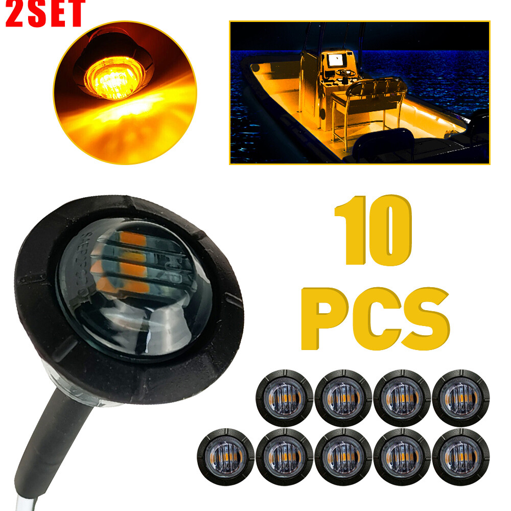 2-Pack 10X Amber LED Round Side Marker Lights for Truck Trailer