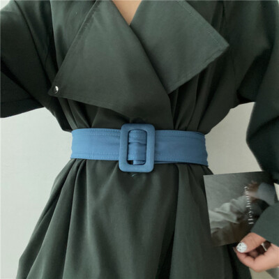 Inzegao Cintura di ricambio per trench coat da donna, con fibbia in metallo, con anello a D, ampia cintura in vita, Anello No D Blu Navy Scuro, taglia unica