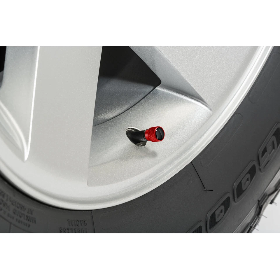 Chevrolet Corvette C8 Logo in Black Red Aluminum Tire Valve Stem Caps - Image 2 of 4