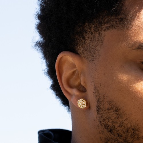 Pendientes de tachuelas grandes de oro amarillo de 14 K con diamantes cultivados en laboratorio VVS de 0,80 quilates - Imagen 4 de 7