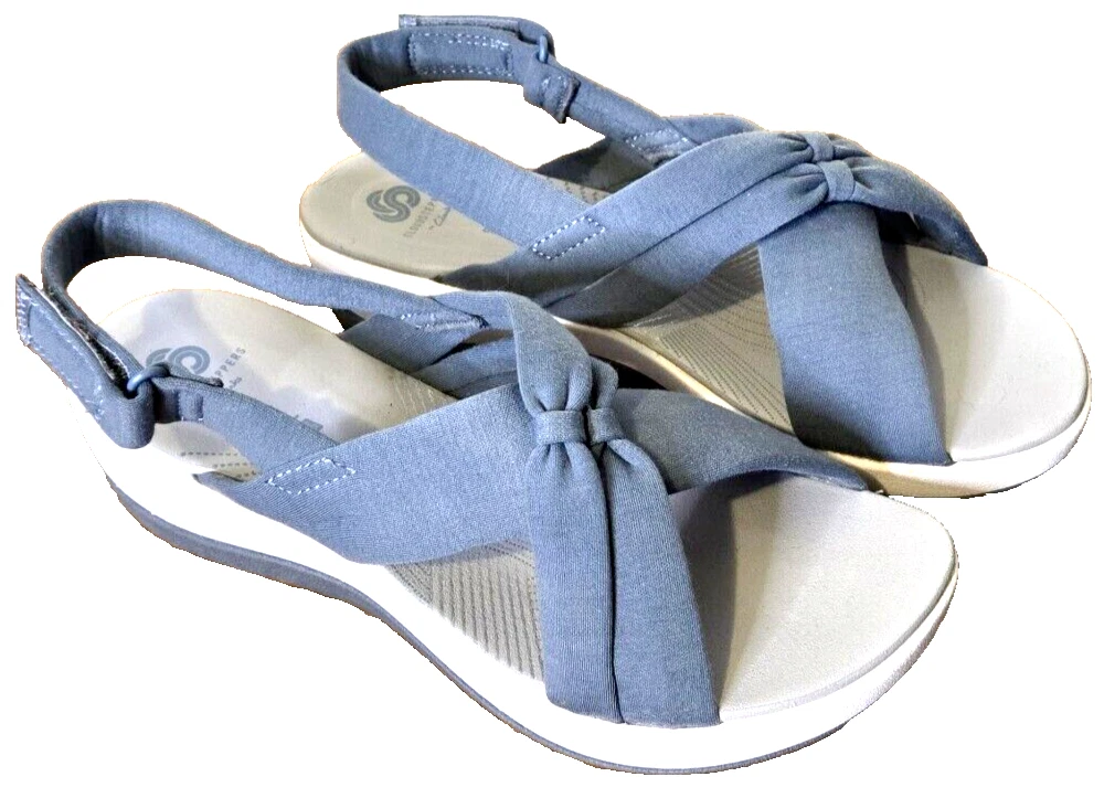 Clarks Sandali Donna 9W Cloudsteppers Arla Belle Blu Comodi Fiocco Cinturini NUOVI